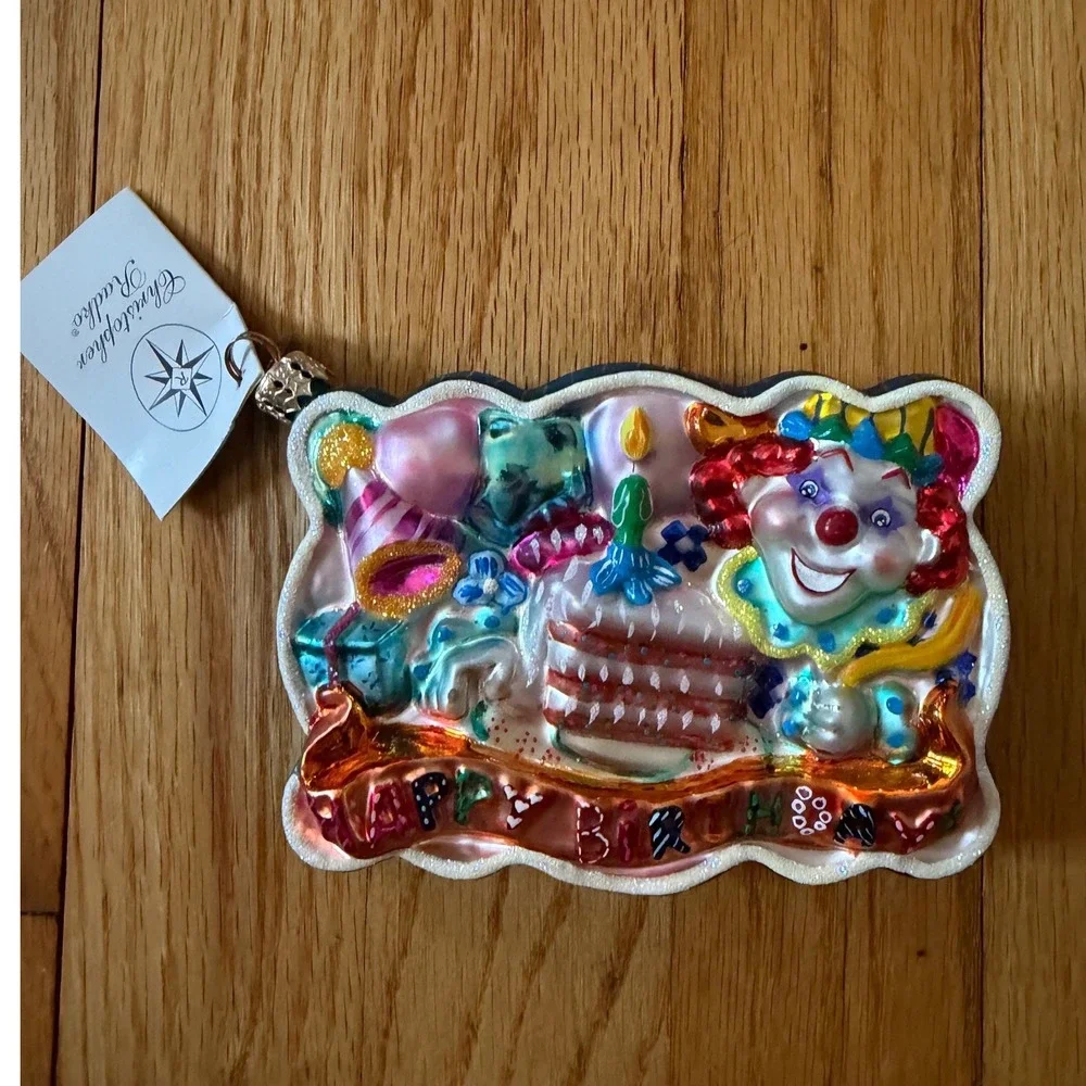 NWT Christopher Radko Birthday Bash Postcard Clown Ornament TAG 2001‎ Retired